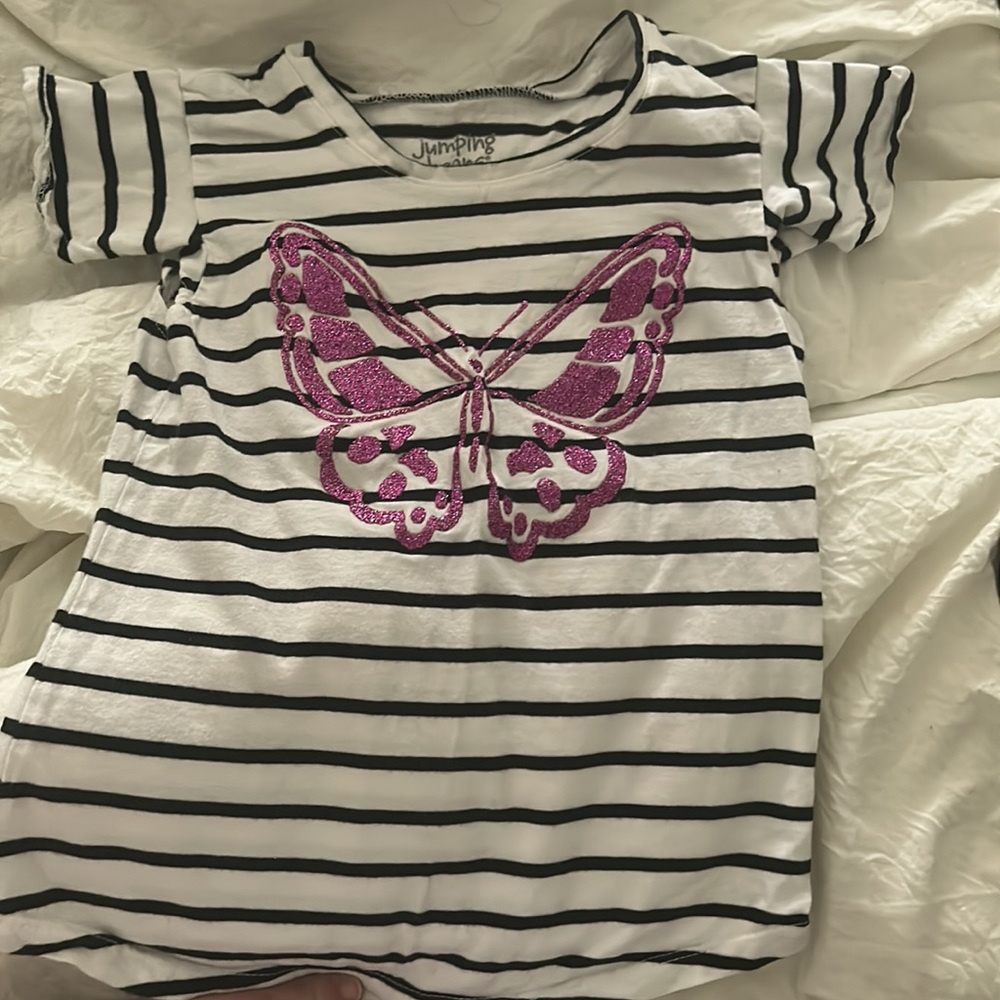 Girls 6 Jumping Beans striped sparkle butterfly flutter sleeve (have 2 of them)